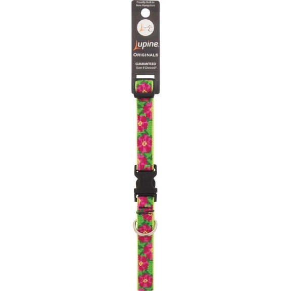 Westminster Pet Products Adjustable Dog Collar Petunias Patterned - Nylon, Snap - Blue, 14-20 In.