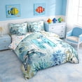 thumbnail image 2 of Manfei Watercolor Underwater Letter H Axolotl Sea Turtle Bedding Comforter Set for Kids Boys and Girls, Nautical Alphabet Print Queen Bedding Sets, Stars Reversible 7-Piece, 2 of 6