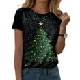 thumbnail image 2 of Drie Womens Graphic Tees Short Sleeve Summer Tops Funny Print Crew Neck Casual Loose Cute T Shirts Christmas T-Shirts for Women Dark Green,S, 2 of 5