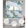 thumbnail image 2 of Blue Hydrangea Floral Swag Kitchen Curtains Sets for Windows 24 Inch Length, Spring Butterfly Watercolor Flower Short Window Curtain Panels Swags Valances and Tiers 3 Piece Set for Cafe/Dining Room, 2 of 5