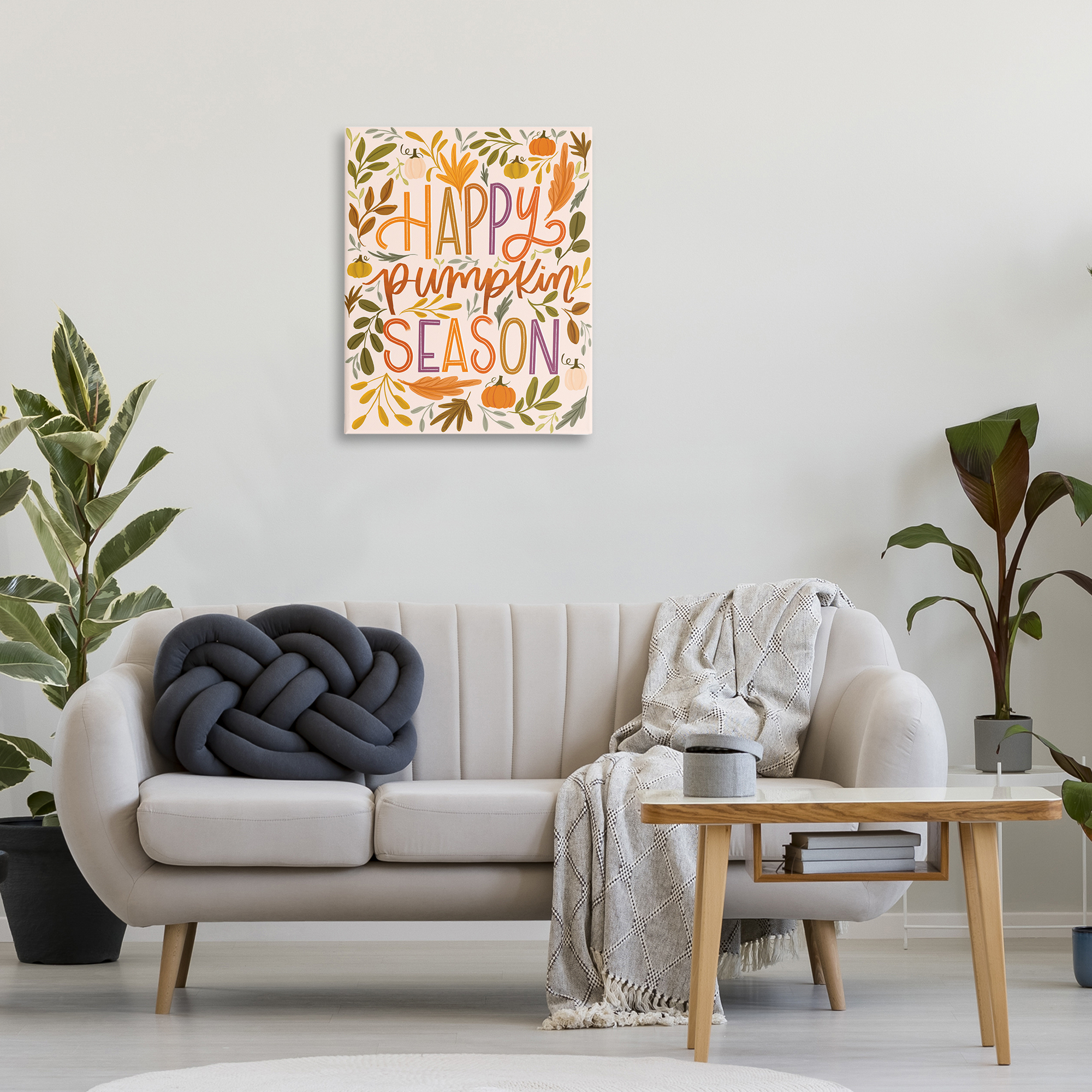 Stupell Industries Happy Pumpkin Season Plants & Flowers Painting Wrapped Canvas Art Print Wall Art, 24 x 30