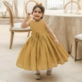 thumbnail image 6 of Odeerbi Girls Birthday Party Dresseses Toddler Net Yarn Embroidery Rhinestone Bowknot Sequins Gown Long Dresses Headband Suit Gold, 6 of 9