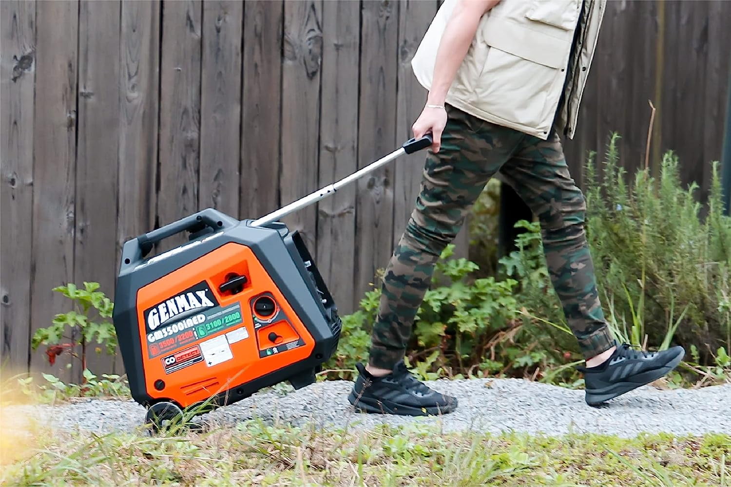 GENMAX Portable Inverter Generator, 3500W Super Quiet Gas or Propane Powered Engine with Parallel Capability, Remote/Electric Start, Ideal for Camping Travel Outdoor.EPA Compliant (GM3500iAED)