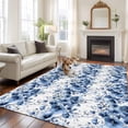 thumbnail image 2 of Large Area Rugs for Living Room Bedroom, Blue Floral 8'x10' Rug Washable Carpet Runner Indoor Outdoor, Vintage Farmhouse Garden Flower Leaves Non Slip Floor Mats Rug for Kitchen, Patio, 2 of 8
