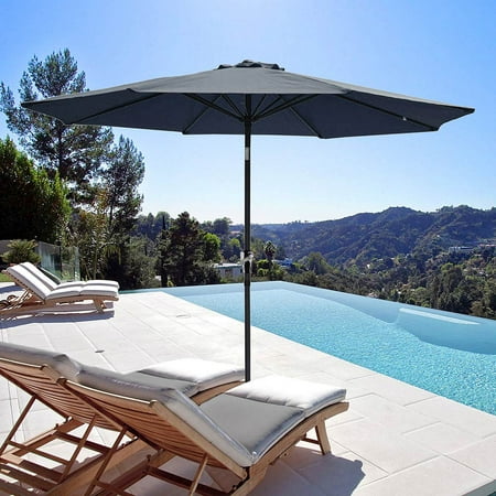 - Yescom 9' Metal Patio Umbrella 8 Ribs Outdoor Sunshade Market Table Tilt w/ Hand Crank UV Protection 3 Color Opt