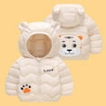 thumbnail image 2 of CLOISE Puffer Jacket for Boys with Bear Ear Hood Short Down Filled Zipper Pockets Winter Outwear Beige 90-130, 2 of 5