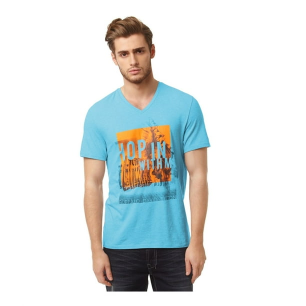 Buffalo David Bitton Nisbee Beach playera gráfica para hombre, azul, extragrande Buffalo David Bitton Camiseta gráfica