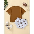 thumbnail image 3 of Bagilaanoe 0-24 Months Newborn Baby Boy Clothes Letter Print Short Sleeve T-Shirt Tops Football Shorts 2pcs Summer Funny Outfit, 3 of 9