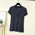 thumbnail image 2 of Thousandth Plus Size T-Shirt for Women Casual Modal Blouses Deep V-Neck Breathable Fitted Trendy Pullover Plain Short Sleeve Basic Slim Fit Tops, 2 of 7