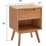 MUSEHOMEINC Mid-Century Modern Solid Wood Nightstand/Bedside Wood Table for Bedroom,End Table for Living Room with 1 Storage Drawer and Open Shelf,Patina - Walmart.com