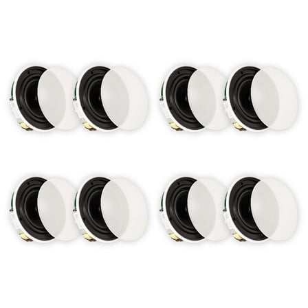 Theater Solutions TSQ670 Flush Mount 70 Volt Speakers with 6.5" Woofers In Ceiling 4 Pair Pack