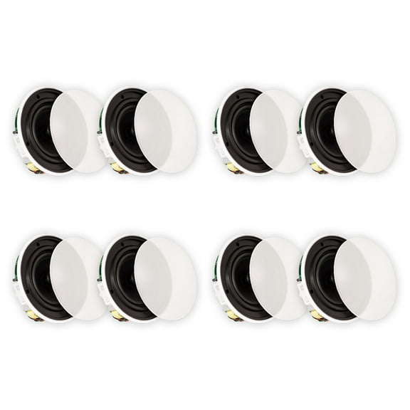Theater Solutions TSQ670 Flush Mount 70 Volt Speakers with 6.5" Woofers In Ceiling 4 Pair Pack