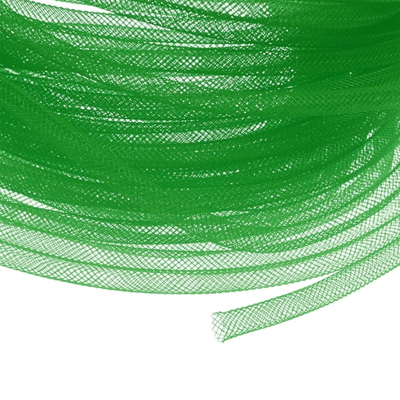 Uxcell Mesh Tube Ribbon 25 Yards, 6mm Elastic Fabric Ribbons[Grass Green]