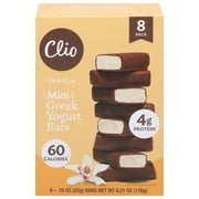 Clio Mini Vanilla Greek Yogurt Bar in Chocolatey Coating, 0.78 oz, 8 Ct