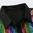 thumbnail image 5 of Fashion Disco Outfit Mens 70s 80s Shiny Sequin Shirts Metallic Party Short Sleeve Button Down Shirts Funny Nightclub Tee Shirt, 5 of 7