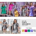 thumbnail image 2 of Agnes Orinda Women's Plus Size Metallic Round Neck Short Sleeve Party Clubwear Loose Mini T-Shirt Dresses 2X Green, 2 of 7