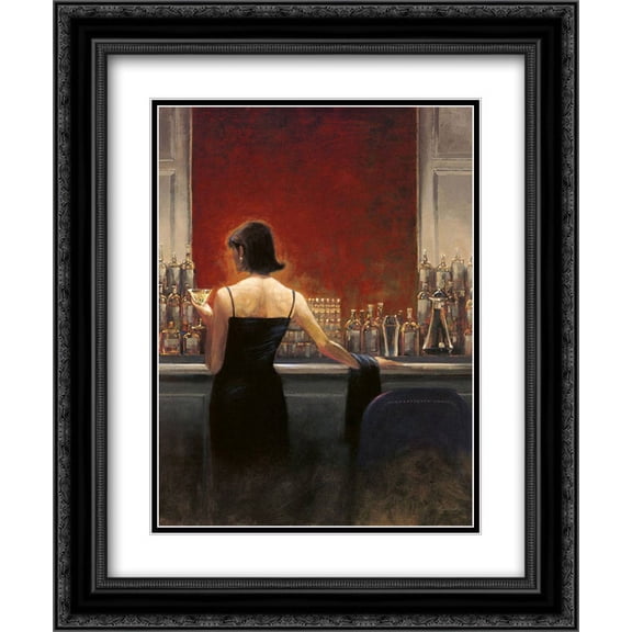 Evening Lounge 2x Matted 11x13 Black Ornate Framed Art Print by Brent Lynch