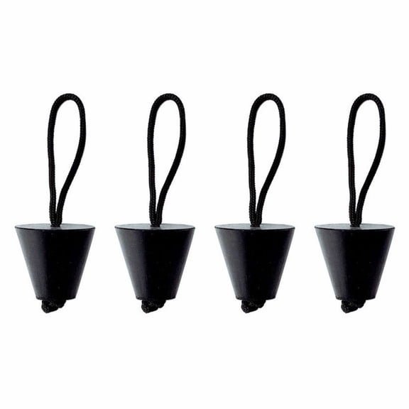 4 Pack Silicone Black Universal Boat Kayak Scupper Plugs Set with String Scupper Plug Drain Holes Stopper Bung with Lanyard