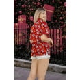 thumbnail image 4 of LA LEELA Women's Beach Funny Santa Claus Party Shirt Blouse Button Down Tops Shirts Hawaiian Christmas Tree Blouses for Women XL Happy Santa Face, Red, 4 of 5