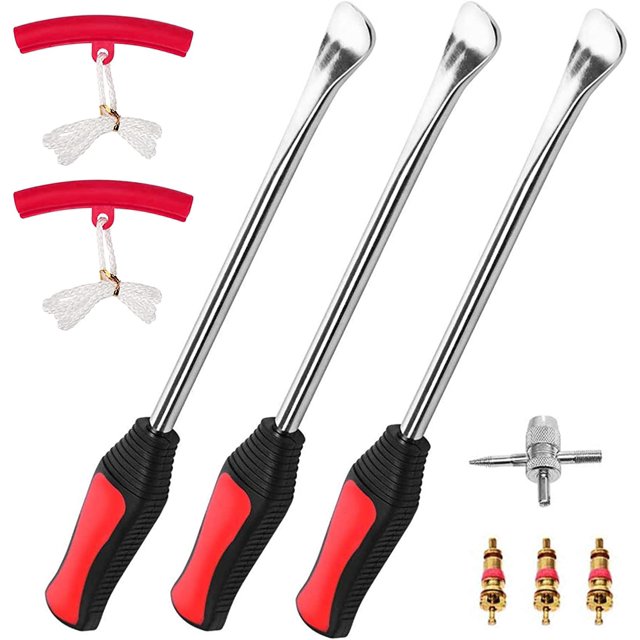 Kits d'Outils de Réparation de Moto, Kit de Changement de Pneu Professionnel avec 2 Protecteurs de Jante