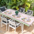 thumbnail image 2 of Easter Table Cloths for 8 Foot Rectangle Tables, Spring Watercolor Easter Eggs Bunny Pink Green Plaid Patio Waterproof Elastic Fitted Tablecloths, Washable Rectangular Table Cover for Camping, 2 of 8