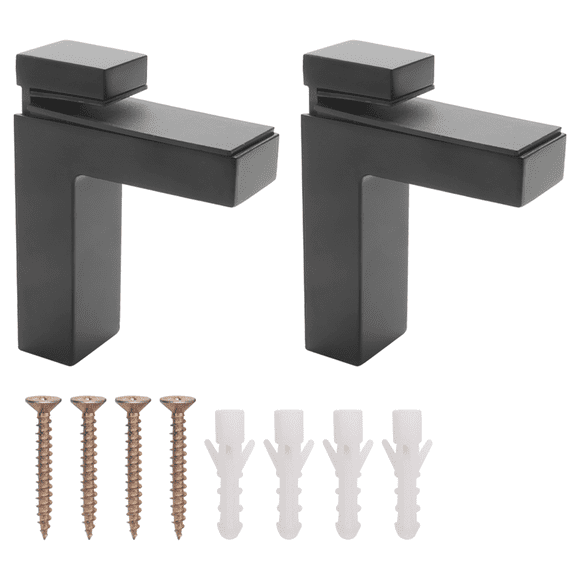 12 Pcs Adjustable Wood/Glass Shelf Bracket Wall Mount Heavy Duty Floating Brackets for 3-28mm Thick Shelves,Black
