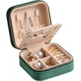 thumbnail image 1 of Organizador de joyas de viaje de terciopelo de felpa | Estuche de viaje con compartimento para pendientes, collares y ranura para anillos | Estuche de viaje para joyas resistente a arañazos, 1 of 5