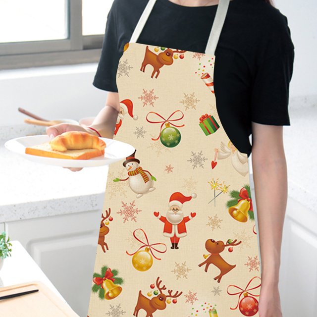 Clearance YOHOME Christmas Apron Cotton and Linen Merry Xmas Apron