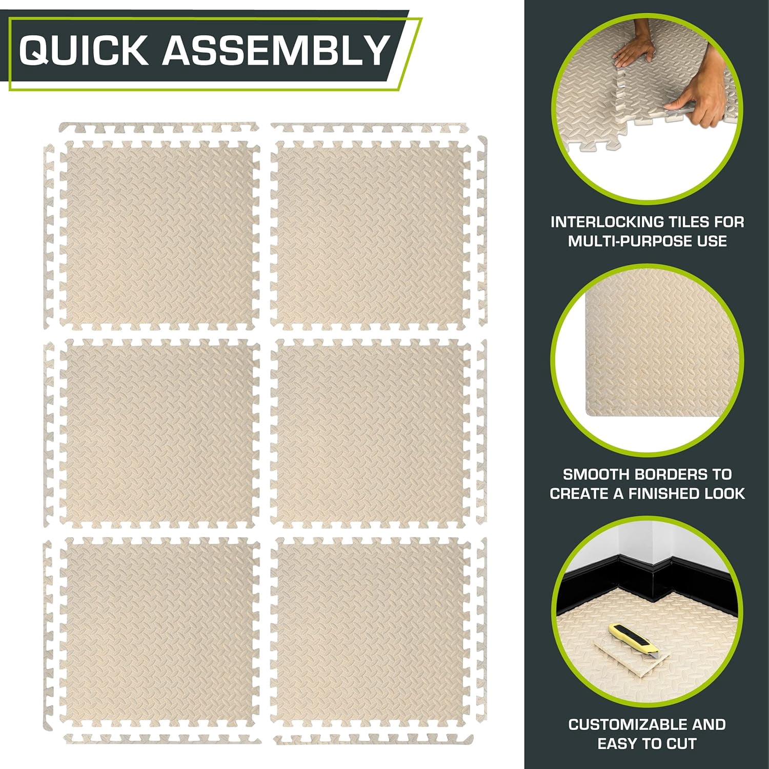 Puzzle exercise mat, EVA interlocking foam floor tiles, home gym floor tiles, home gym equipment mats, kids floor liners
