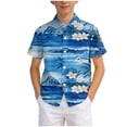 thumbnail image 7 of Ulanda Boys Hawaiian Shirt Short Sleeve Button Down Shirt Casual Floral Tropical Beach Shirts 6-14 Years (Dark Blue, 11-12 Years), 7 of 7