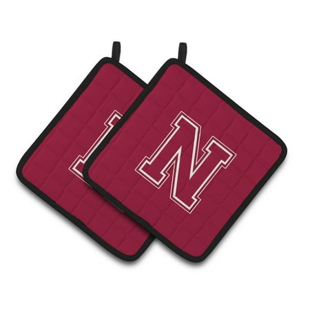 

Carolines Treasures CJ1032-NPTHD Letter N Initial Monogram - Maroon and White Pair of Pot Holders 7.5HX7.5W multicolor