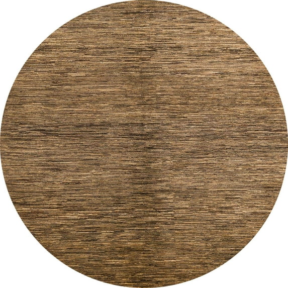Ahgly Company Indoor Round Abstract Saddle Brown Abstract Area Rugs, 6' Round