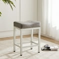 thumbnail image 5 of CONCETTA Bar Stools Set of 2, Hight 24 Inch Kitchen Barstools with Metal Base, PU Leather Saddle Seats for Kitchen, Gray, 5 of 6
