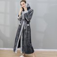 thumbnail image 4 of Plush Robes For Women and Men, Unisex Soft Warm Winter Fleece Long Hooded Bathrobe , Christmas Gifts for Family, 4 of 7