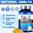 Omega 3 Salmon Oil Pills for Pets, 120 Fish Oil Softgels for Dogs