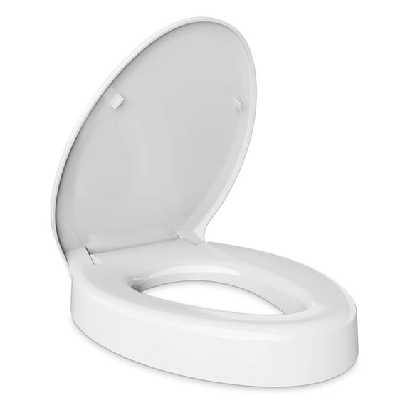 Elevated Toilet Seat, Elongated, Slow Close, Heavy Duty, Never Loosen, White