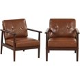 thumbnail image 7 of LAZZO Mid-Century Modern Retro Accent Chairs , Brown, 7 of 7