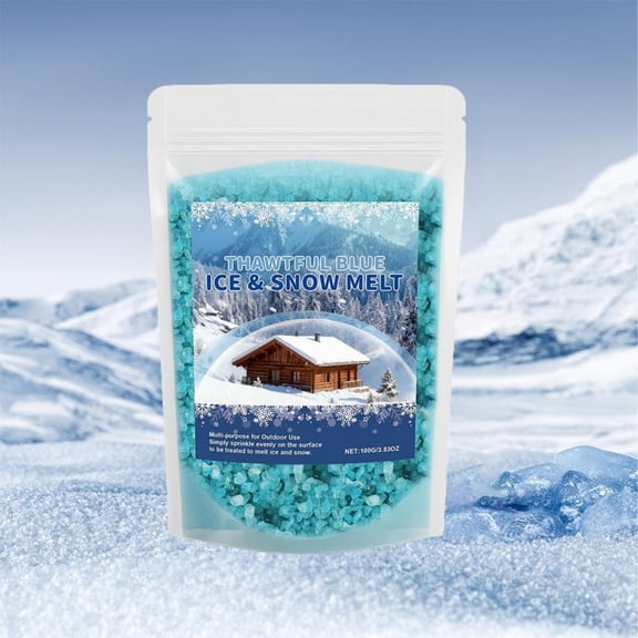 Ice Melt Snow Salt for Concrete – 100g Bag Snow Salt Ice Melt for Snow & Ice Removal, Sidewalk and Driveway Salt, Effective to -16°F (1Pcs)