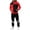 Red, variant on Lyrehush Casual Outfits for Men Color Block Pullover Hooded Sweatshirt with Jogger Pants Tracksuits