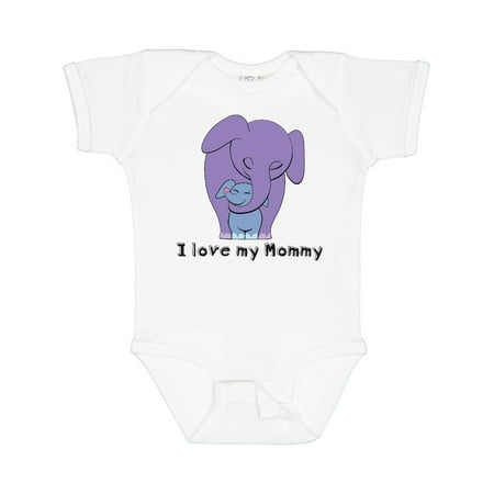 

Inktastic I Love My Mommy Elephant Purple Blue Boys Baby Bodysuit