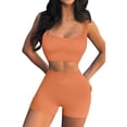 thumbnail image 1 of Women's Workout Outfits 2 Piece Yoga Set Seamless Ribbed Crop Tank Tight Shorts Gym Suit, 1 of 3