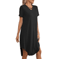 thumbnail image 3 of SIEANE Womens Casual Dress Criss Cross V Neck Short Sleeve Summer Dress, 3 of 6