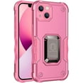 thumbnail image 2 of Slim Fit Phone Case for iPhone 14 (Not 14 Max), Military Flag Magnet Adsorption Kickstand Case with Screen Camera Lens 360° Full Protection Shell for iPhone 14, JQ Pink, 2 of 11
