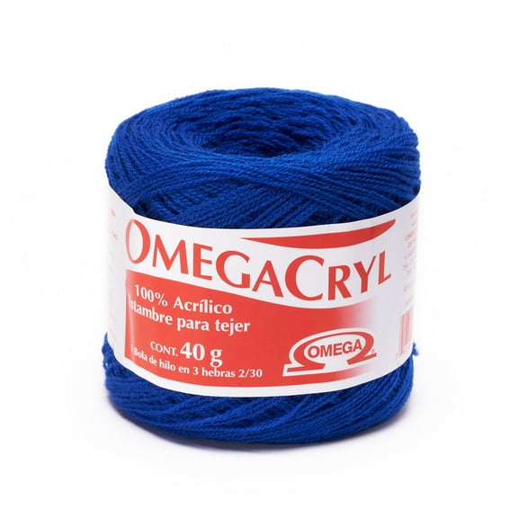 OMEGACRYL [40grs] by Omega - 3 - Thread Yarn ideal for embroidery, knitting and crafts - Color 12 - Royal Blue 17
