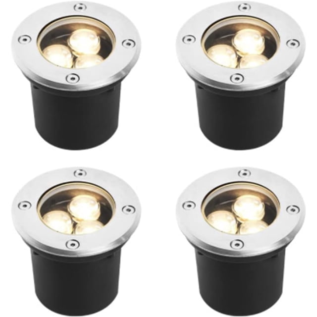 Lámparas LED empotrables para exteriores, 3W, diámetro de 8cm, luz cálida, 220V, set de 4 piezas