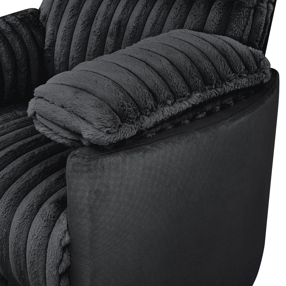 Roundhill Furniture Bocaton Wide Wale Corduroy Upholstery Manual Recliner, Black