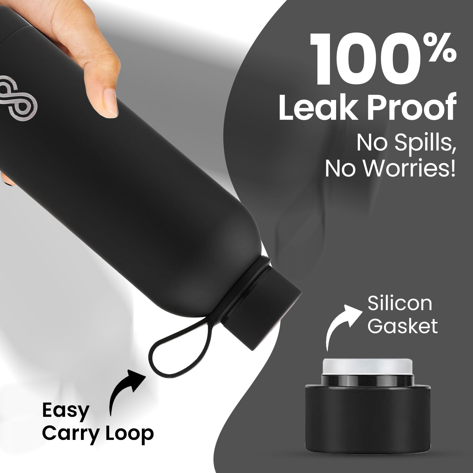 SINT 25 Oz Stainless Steel Water Bottle, Double Wall Vacuum Insulated, Leak-Proof, Durable, Travel Sports