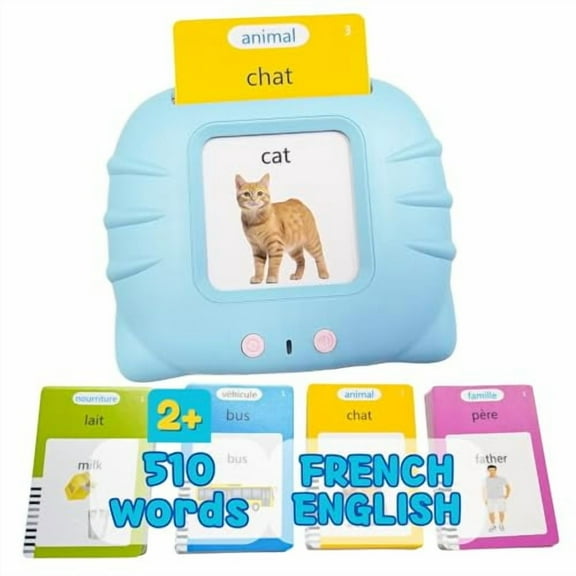 French & English Talking Flash Cards with 510 Sight Words for Toddlers 3-6 Years Old,Learn French for Kids,Audible Pocket Speech Early Learning Bilingual Flashcard Toys,255 Cards