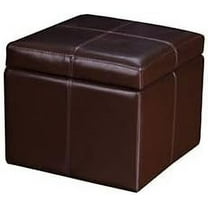 Homebeez Faux Leather Storage Ottoman Square Footrest Stool Cube Bench Ottoman (Reddish Brown)
