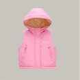 thumbnail image 2 of Toddler Kids Hooded Puffer Vest, Boys Girls Fleece Lined Sleeveless Jacket, Warm Zip Up Padded Waistcoat with Pockets for Fall Winter Outerwear(Pink,5-6 Years), 2 of 9
